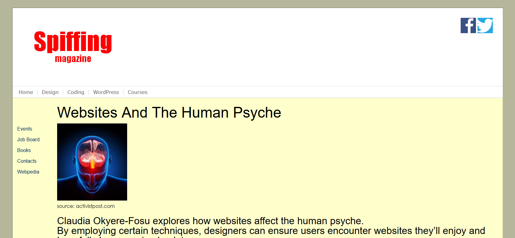 Spiffing Magazine Article screenshot